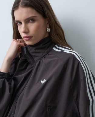 adidas Originals Blousy Oversized Firebird track top in night brown