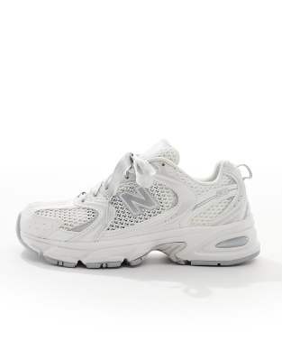 New Balance 530 sneakers with ribbon laces in silver - Exclusive to ASOS