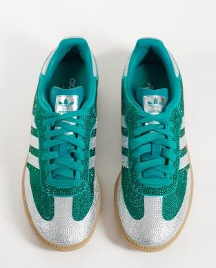 adidas Originals Samba OG sneakers in green and silver rhinestone