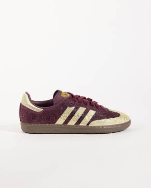 adidas Originals Samba OG sneakers in burgundy and warm vanilla rhinestone
