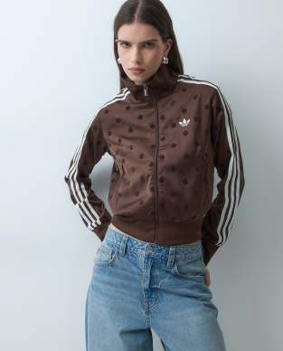 adidas Originals Firebird polka dot track top in brown