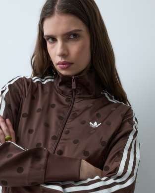 adidas Originals Firebird polka dot track top in brown