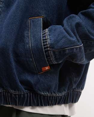 COLLUSION unisex oversized track denim jacket in grunge wash