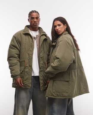 Reclaimed Vintage unisex contrast toggle waist green jacket
