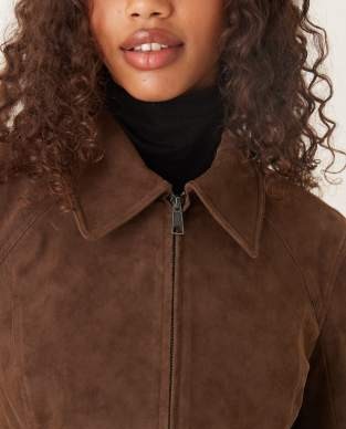 Free People river faux suede jacket in brown