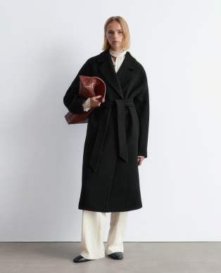 & Other Stories belted wool coat in black
